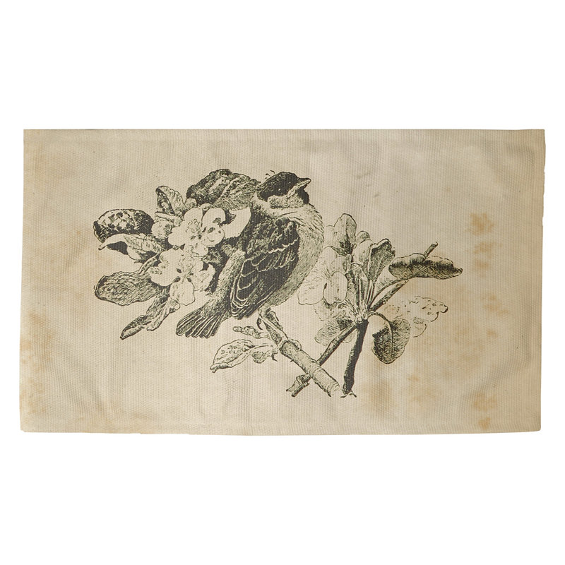 Paillasson d’intérieur dobby oiseau rétro Fawcett, Rectangulaire 2 pi 1,5 po x 3 pi 4 po