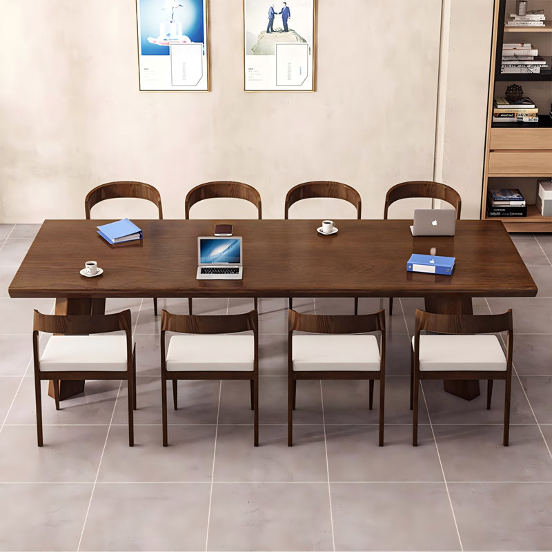Table de conférence longue en bois de 102,36 po de couleur brune, simple et moderne, 29.53" H x 102.36" W x39.37" D