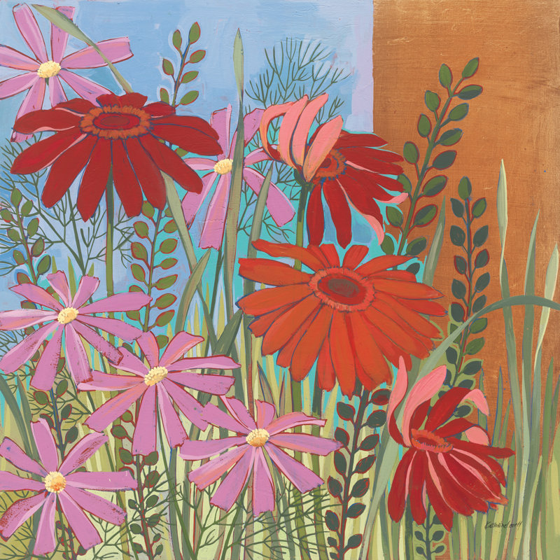 Fleurs d'été III, H 12 po x l 12 po, Non, Toile tendue