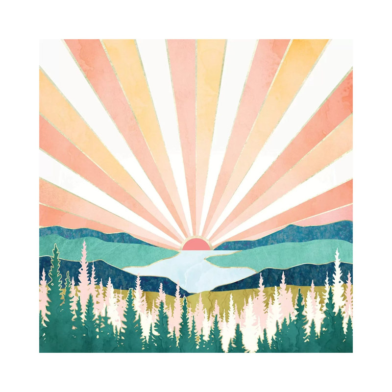 Summer Sunset - Print on Canvas, No Framed, 30.48 cm H x 30.48 cm W