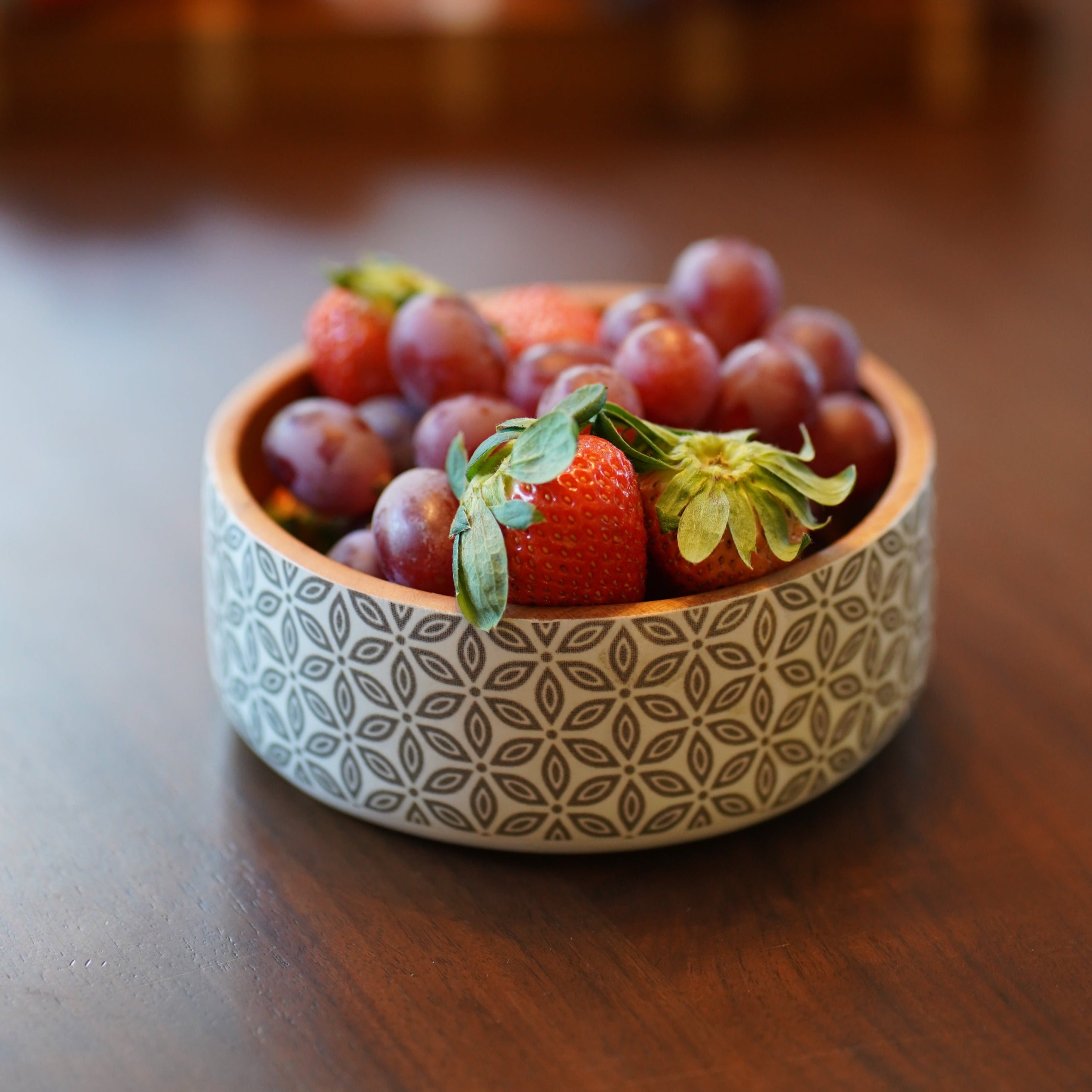 Midcentury modern black glazed ceramic fruit bowl centerpiece