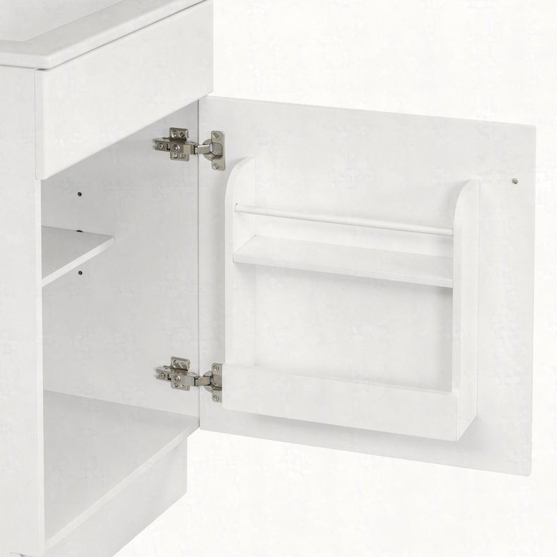 Meuble-lavabo de 20 po avec lavabo, meuble-lavabo avec tablette de porte et tablette réglable , Argent argent, Blanc