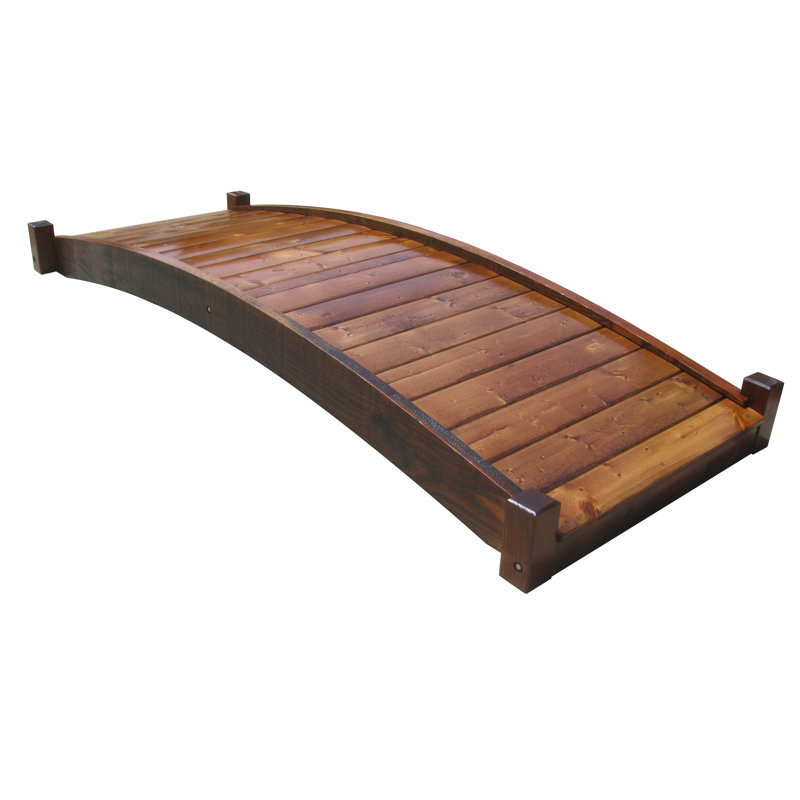 8 ft Natural Wood Japanese Zen Garden Bridge