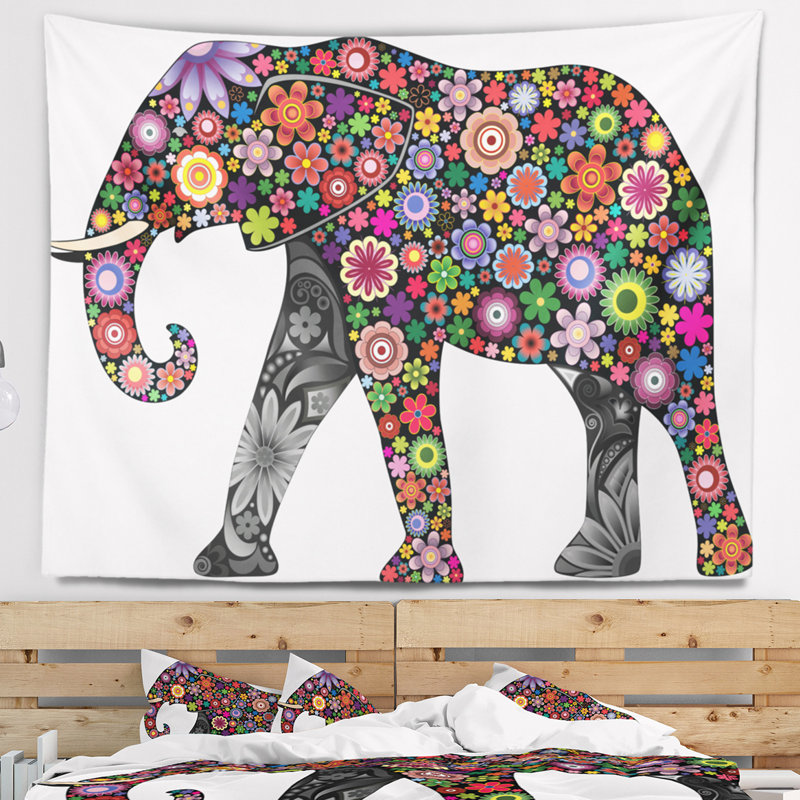 Tapisserie éléphant, H 32 po x l 39 po