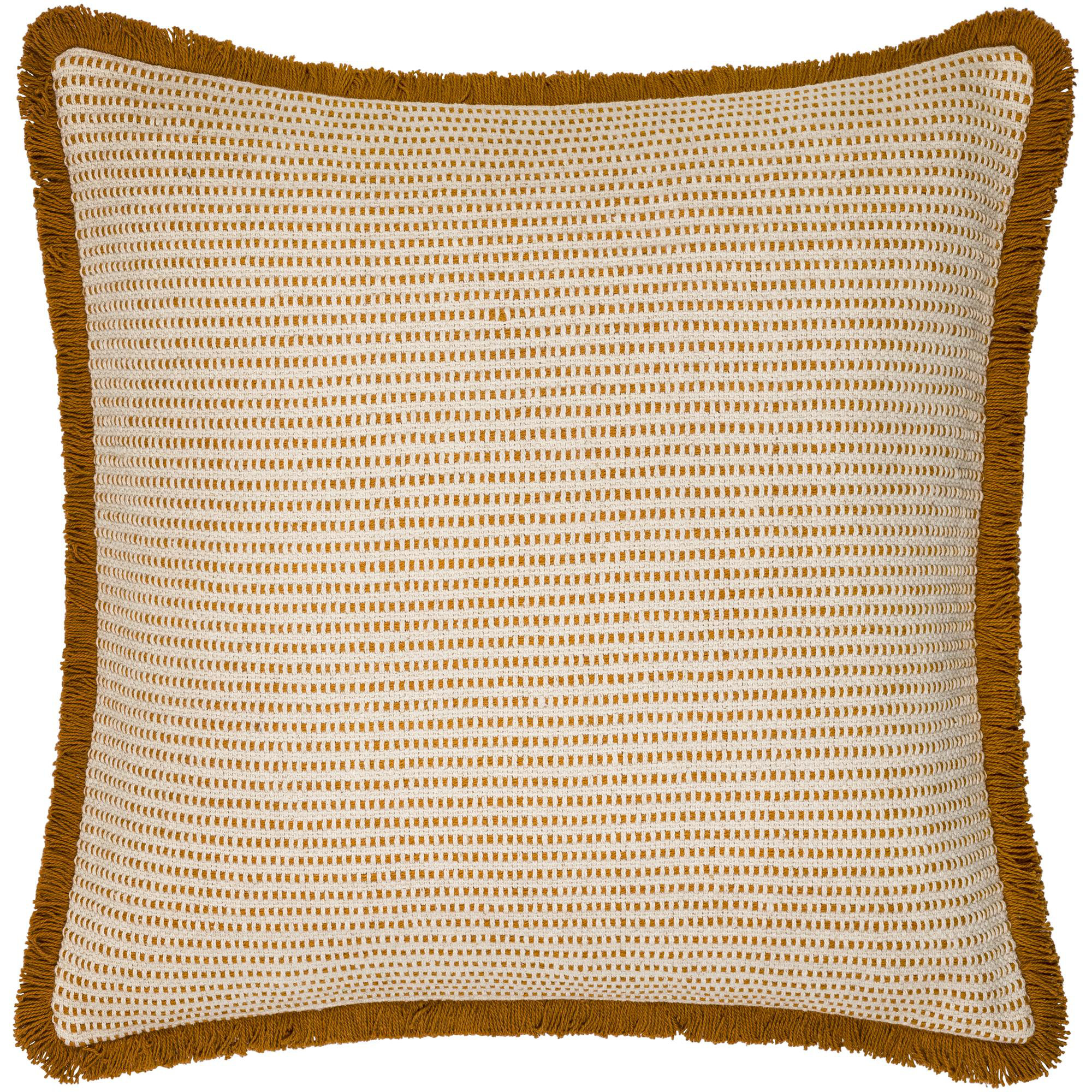 Kava Fringed Cotton Throw Pillow, 20" x 20", Rust, No Fill
