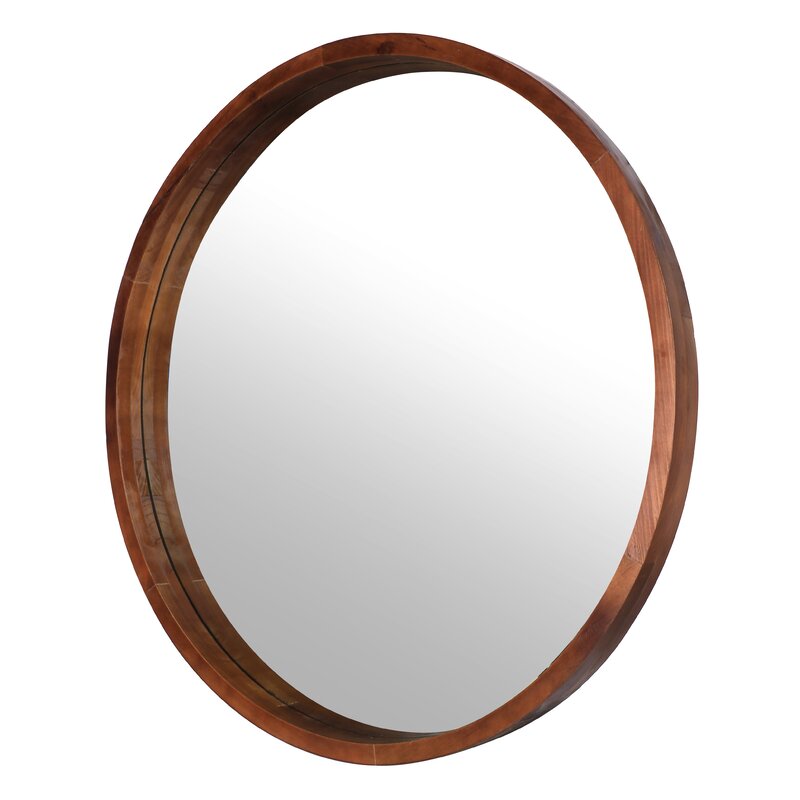 George Oliver Keeso Round Solid Wood Wall Mirror & Reviews | Wayfair