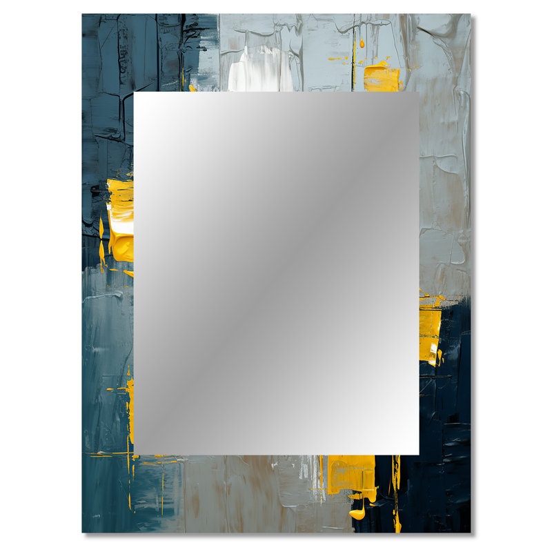 Dialogue With Hope Abstraction On Retro Blue - Abstract Painting Decorative Mirror, Blue Wall Mirror, Printed Metal Art