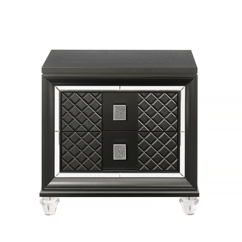 Élégante table de chevet moderne avec tiroirs de rangement pour chambre à coucher, fabriquée en bois avec des pieds en acrylique pour une touche glamour