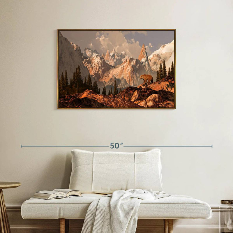 Rocky Mountain Bear, Cadre flottant doré, 37 po x 25 po