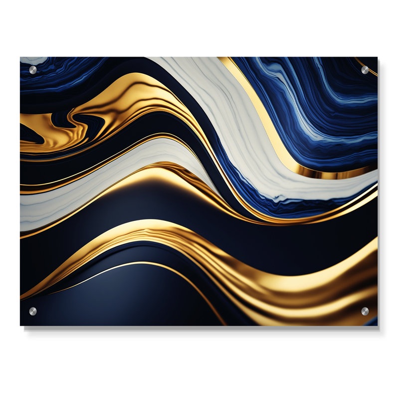 «Abstract Geode Waves», art mural acrylique abstrait pour la cuisine, H 12 po x l 20 po