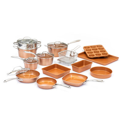 Gotham Steel Hammered Copper 20 Piece Nonstick Cookware and Bakeware Set