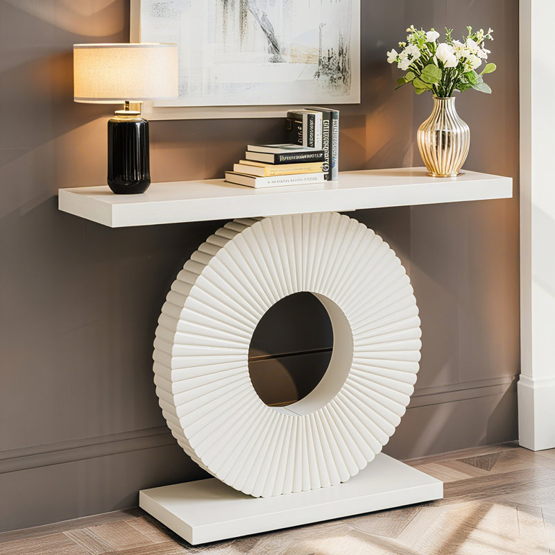 Console moderne avec base géométrique, Blanc