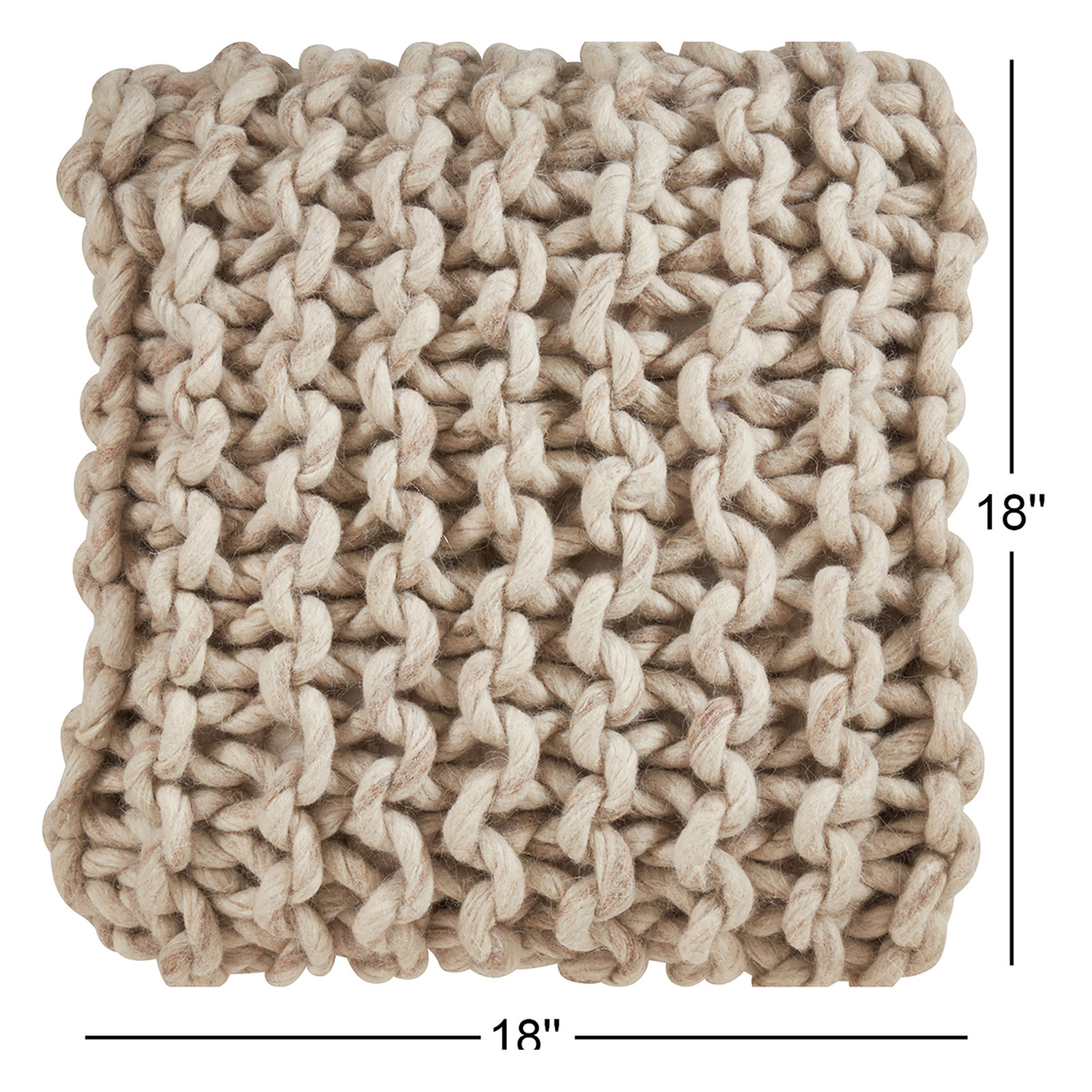 Zayn 18" x 18" Wool Throw Pillow, Natural, Down