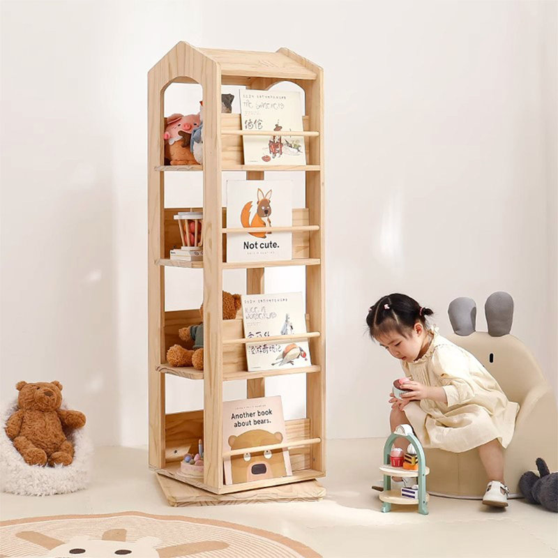 Bibliothèque rotative Burlywood, (4 Shelves) 56.69"H x 19.69"W x 19.69"D