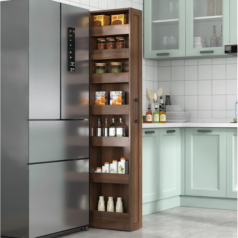 Garde-manger étroit avec tablette ouverte, Walnut