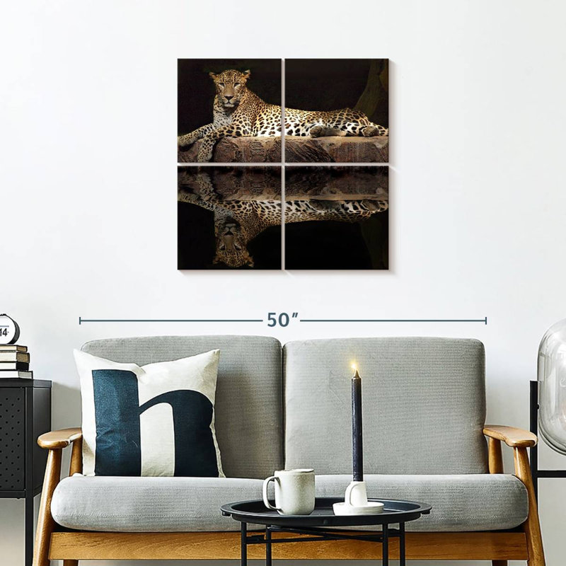Leopard Water Reflection, 26" H x 26" W