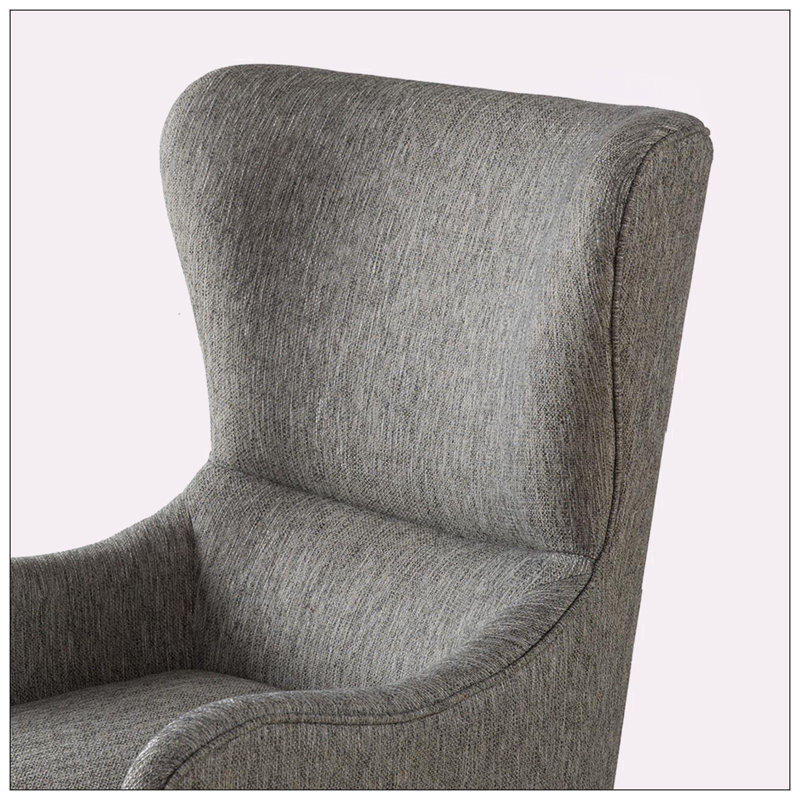 Fauteuil à oreilles large Breyen, Polyester gris, Gris