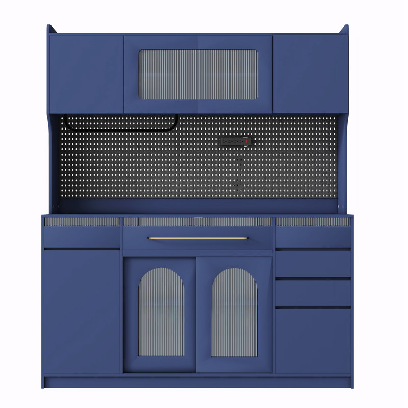 Freestanding 63'' W Buffet With Hutch, Blue