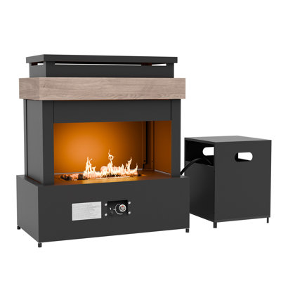 Outdoor Fire Pit, Propane Gas Fireplace with Tank Storage