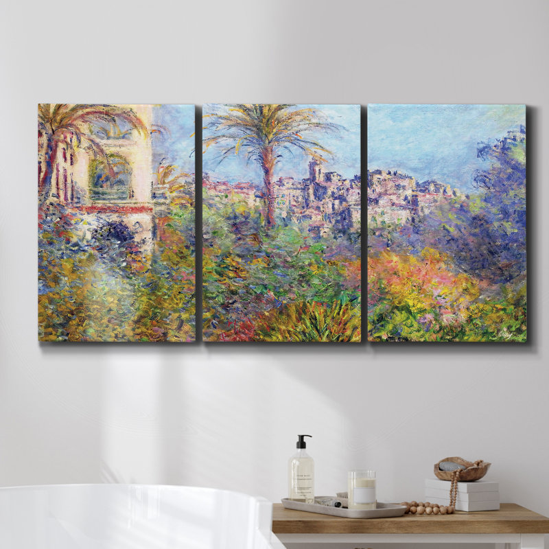 Le déjeuner, ensemble de 3 pièces encadrées sur toile par Monet, H 48 po x l 96 po x P 2 po