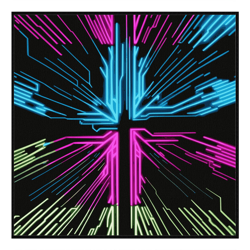 Neon Cascade Rug, Square 6'