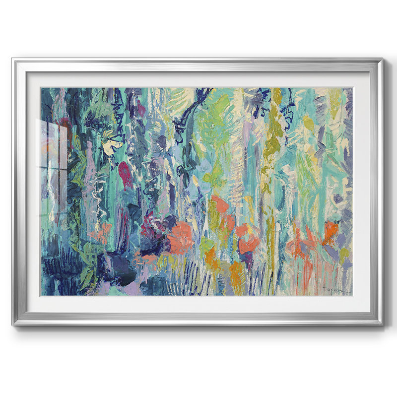Papillons de pluie - Encadré - Sous passe-partout et encadré sous verre acrylique, grande décoration murale pour le salon