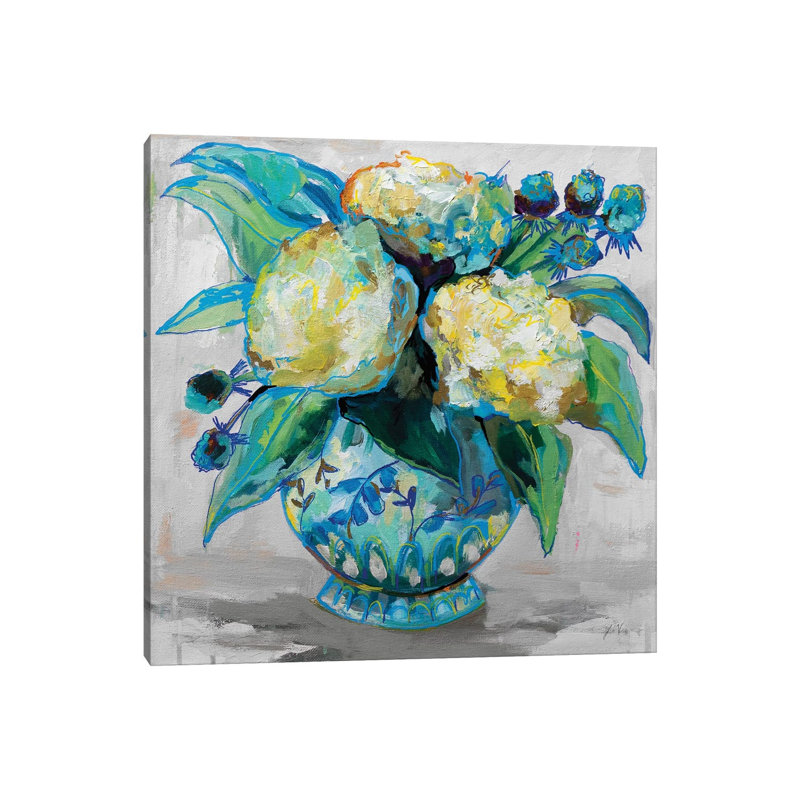 Ginger Jar I Gray by Jeanette Vertentes - Painting on Canvas, Wrapped Canvas, 45.72cm H x 45.72cm W x 3.81cm D