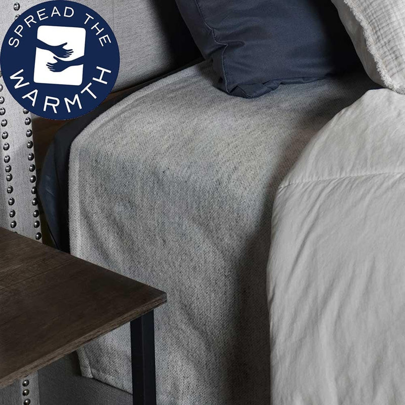 Lakefront Wool Blanket, 66" x 96", Light Gray