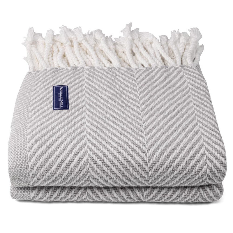 Jeté en coton Coastal Monhegan, Chevron gris