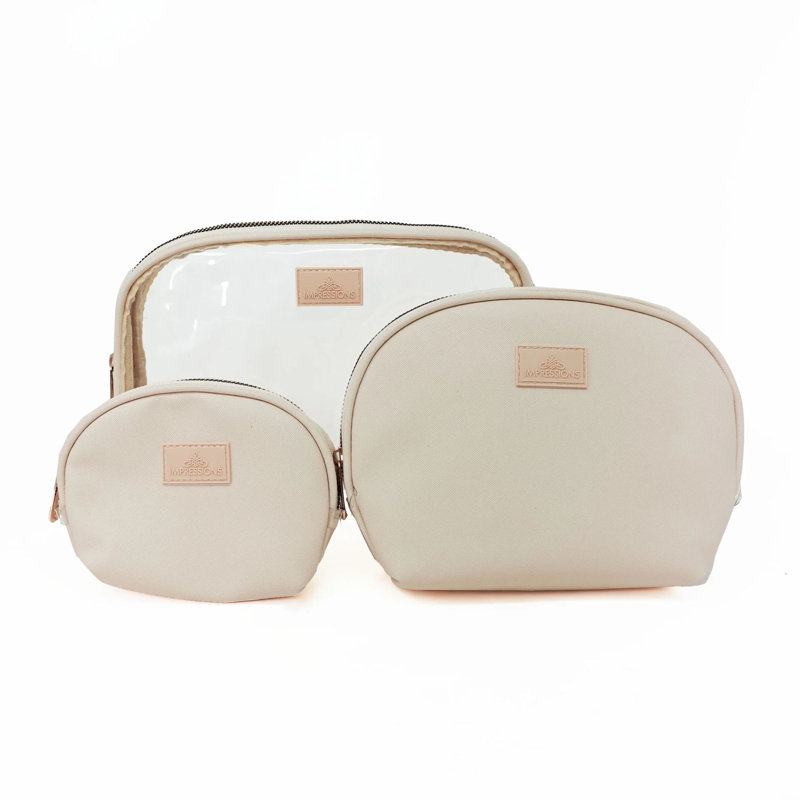 Ensemble de 3 pochettes de maquillage Havana Arch avec grande trousse de rangement transparente spacieuse et résistante à l'eau