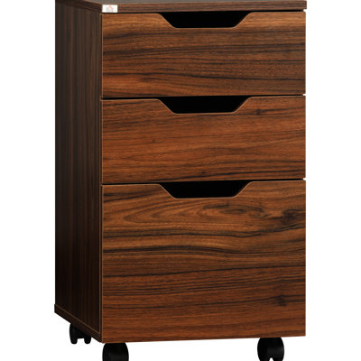 3 Drawer Rolling Cabinet For Office, Brown Wood Grain, Extra Storage Space Office Organization, , Efficient