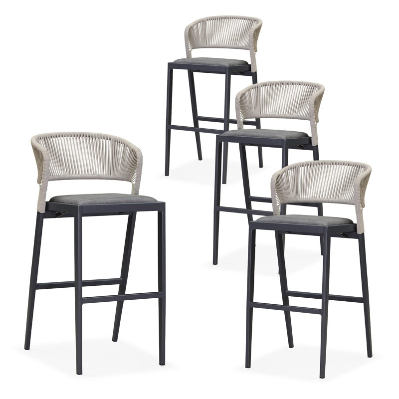Tabouret de bar d'extérieur Brasia, 29.72", Gris foncé / Gris