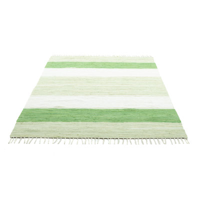 Leonhardt Handwoven Cotton Green/ Beige Rug