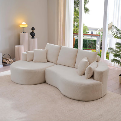 106 In. 2 - Piece Fabric Cloud Curved Sectional Sofa With Chaise For Living Room Bedroom Apartment - 