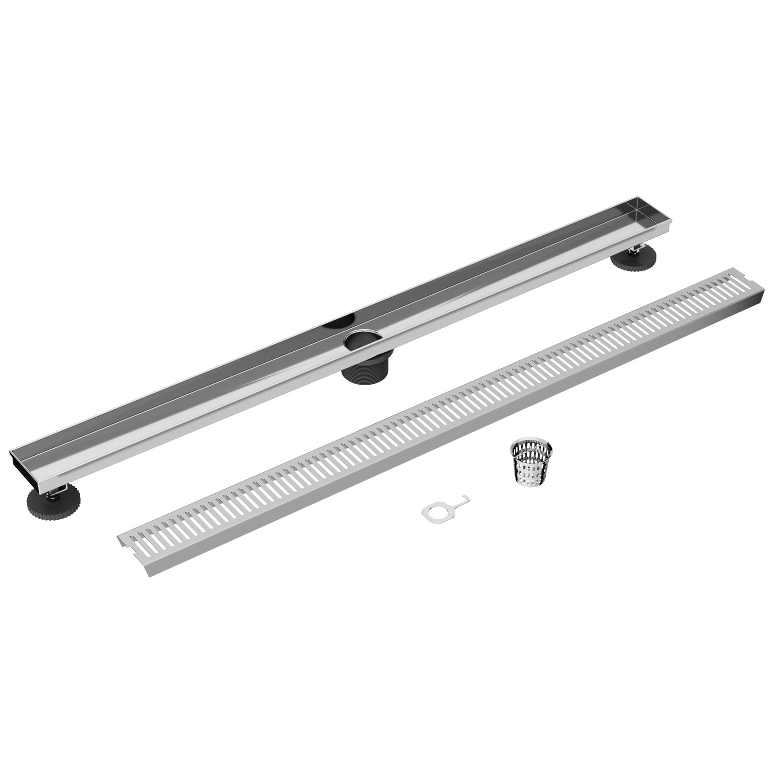 Elan Linear Grid Shower Drain, Chrome