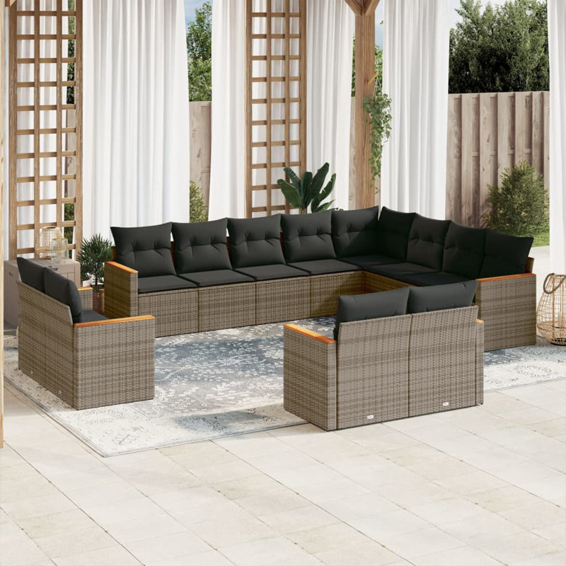 Ensemble de canapé de jardin Vidaxl PE rotin acier thermolaqué