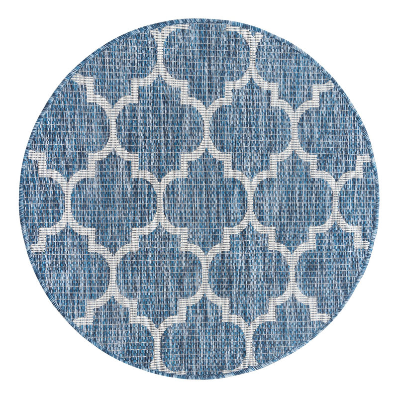 Suffolk Blue Indoor/Outdoor Area Rug, Round 3'3"