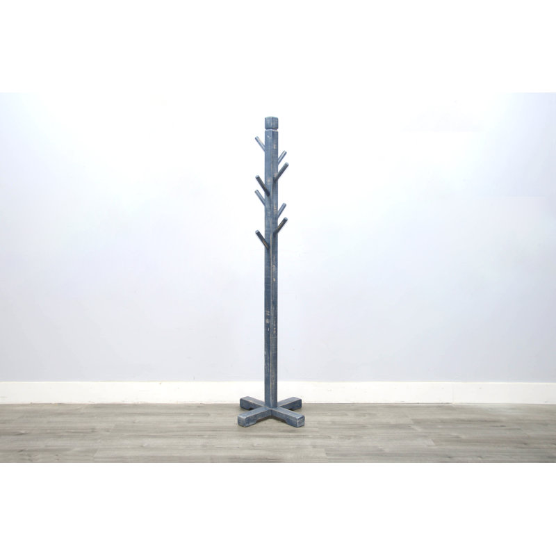 Haslemere Solid Wood Freestanding 8 - Hook Coat Rack, Blue