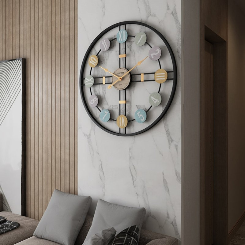 Dozier Metal Wall Clock, Black/Gold