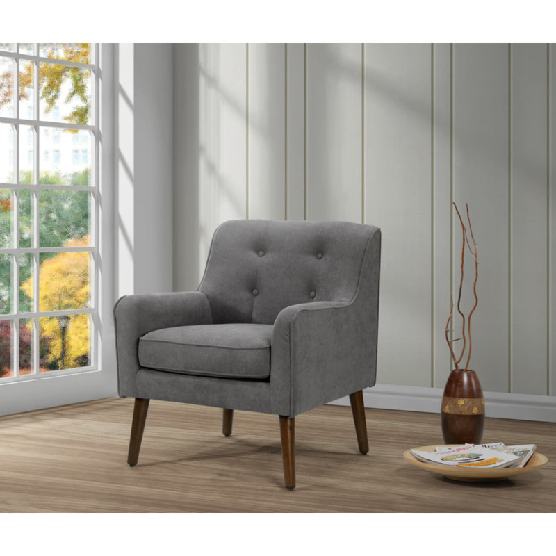 Fauteuil en velours capitonné de 25 pouces de largeur, Gris