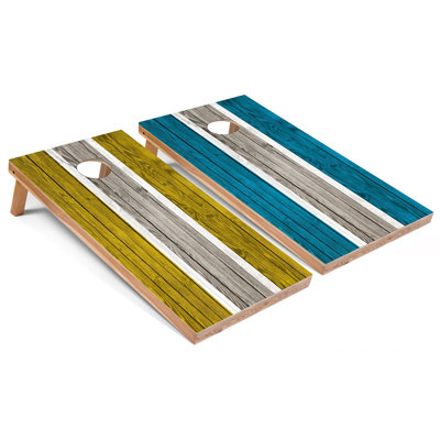 Striped Cornhole Boards with Case & Lights
