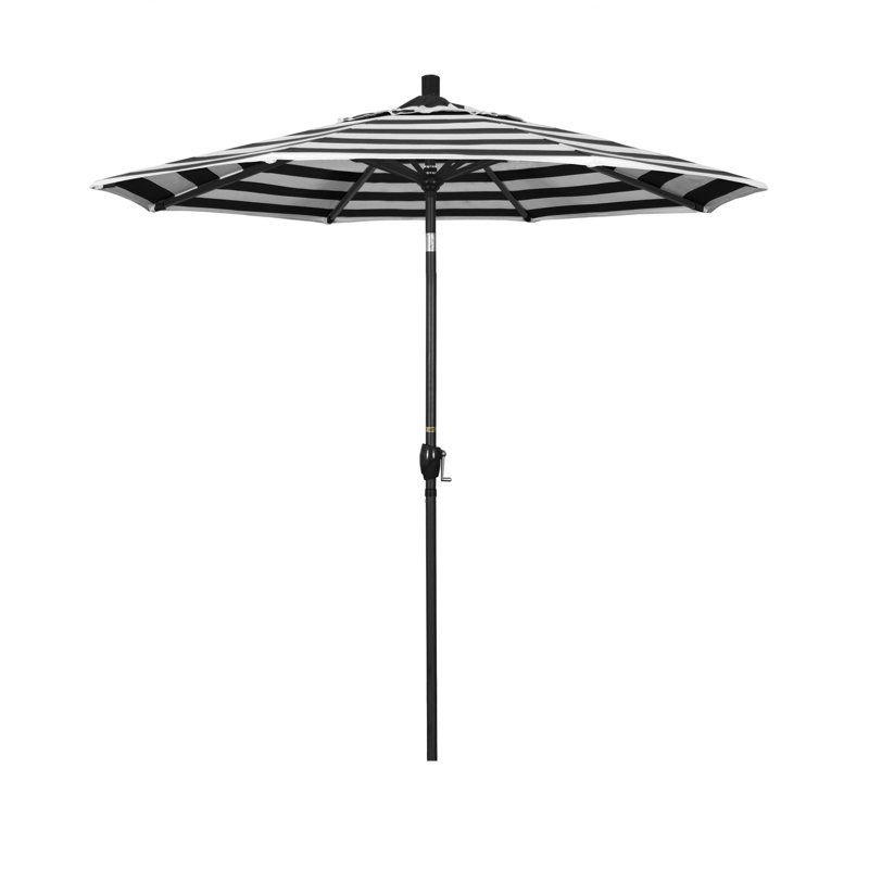 Parasol de marché 7,5 pi Sunbrella, Sunbrella® à rayures gris anthracite classiques, Vert cédrat