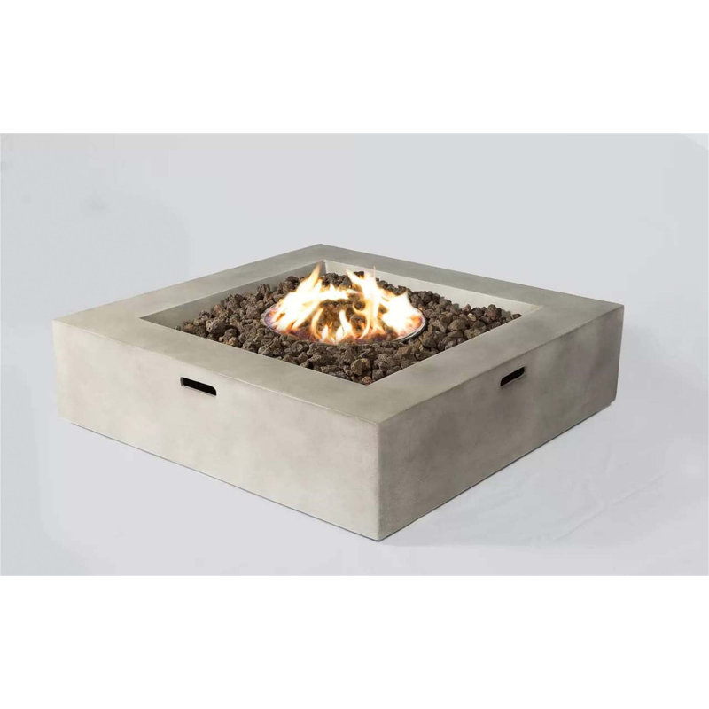 12" H Concrete Outdoor Fire Pit Table, Natural/Grey