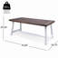 Table de salle à manger d'extérieur brun foncé en bois d'acacia à finition sablée avec structure en métal rustique blanc-851120531
