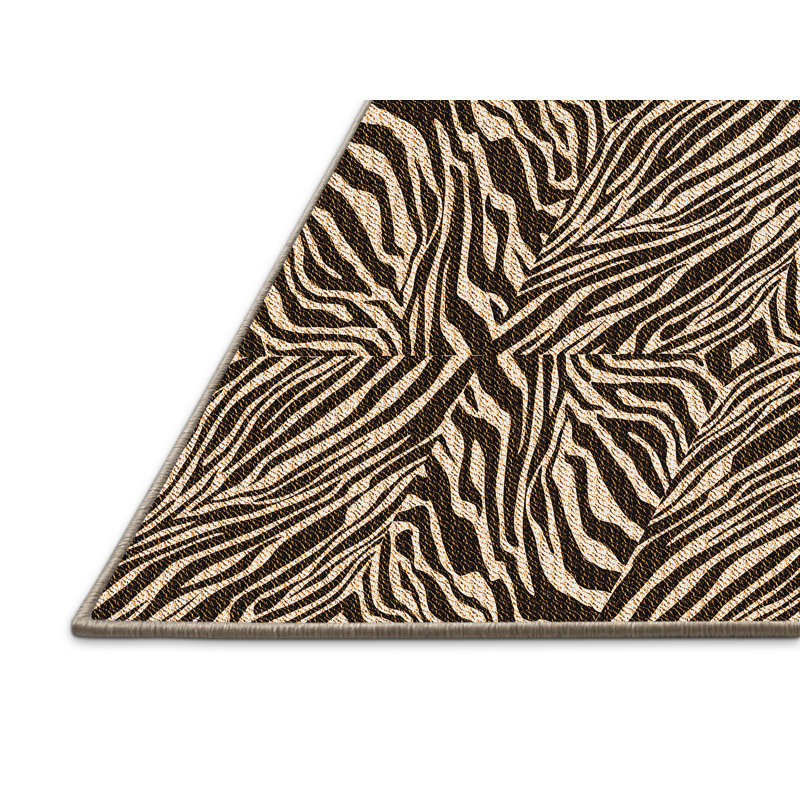 Tapis brun à imprimé animal, Rectangle 8 pi x 10 pi