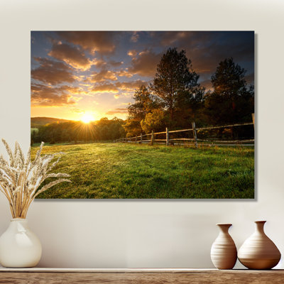 Fenced Ranch at Sunrise' Photographic Print