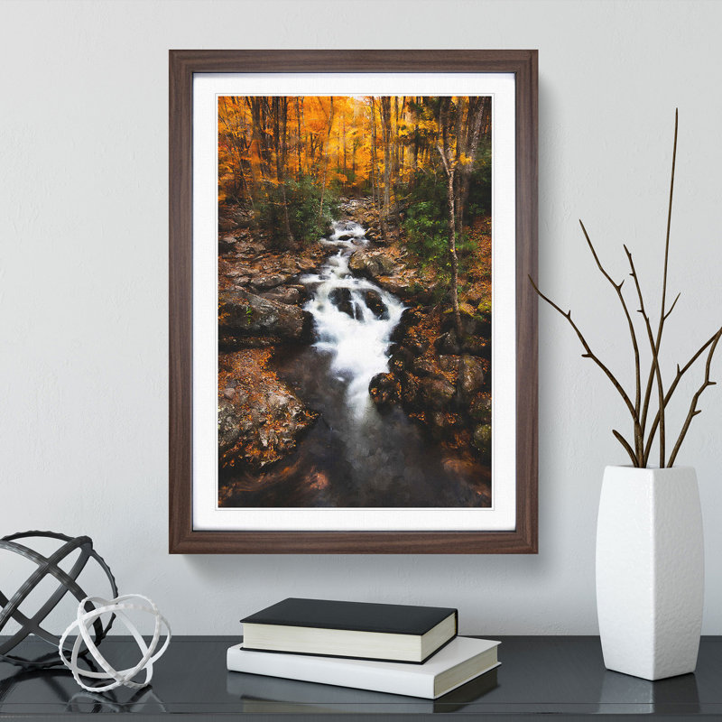 Woodland Stream - Picture Frame Painting Print, 87cm H x 62cm W x 2cm D, Walnut Framed