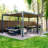 Aluminum Frame Pergola with Fixed Roof & LED Lights-97823456
