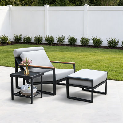 Aluminum Outdoor Lounge Chair with Ottoman