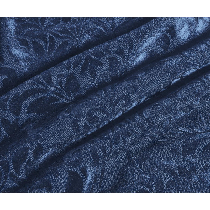 3 Piece Velvet Damask Jacquard Bedspread Reverse Microfibre Bed Throw 2 Matching Pillow Shams, Blue